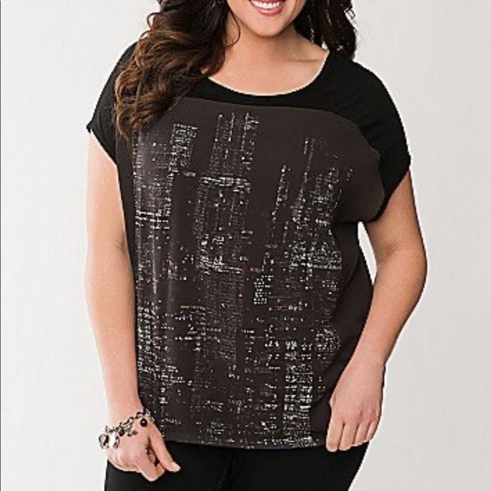 Lane Bryant / Black Cityscape Top  22/24 - NWT